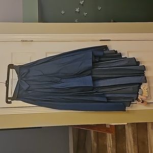 High/ low blue denim skirt